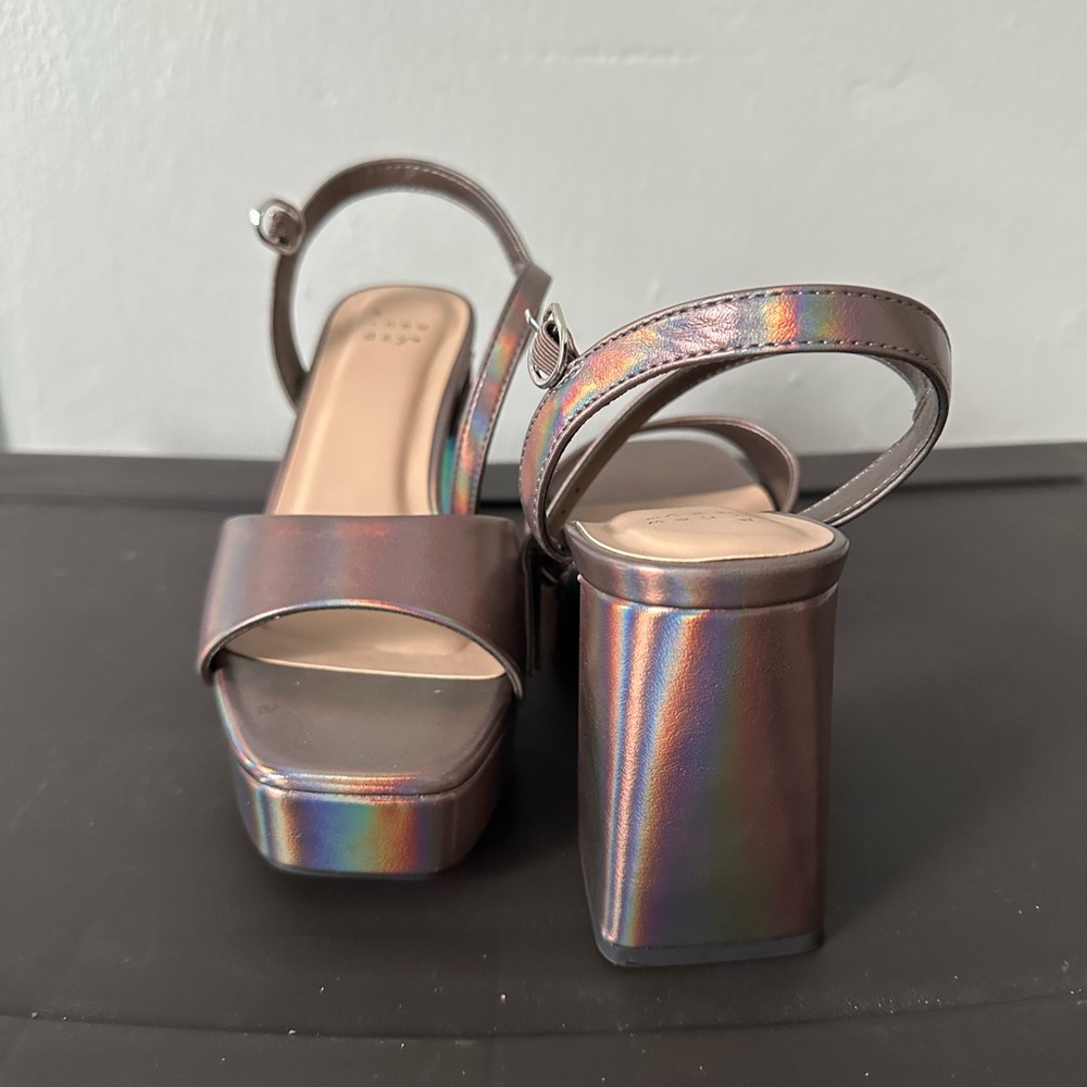 A New Day Platform Heels- Purple Holographic- Size 7.5